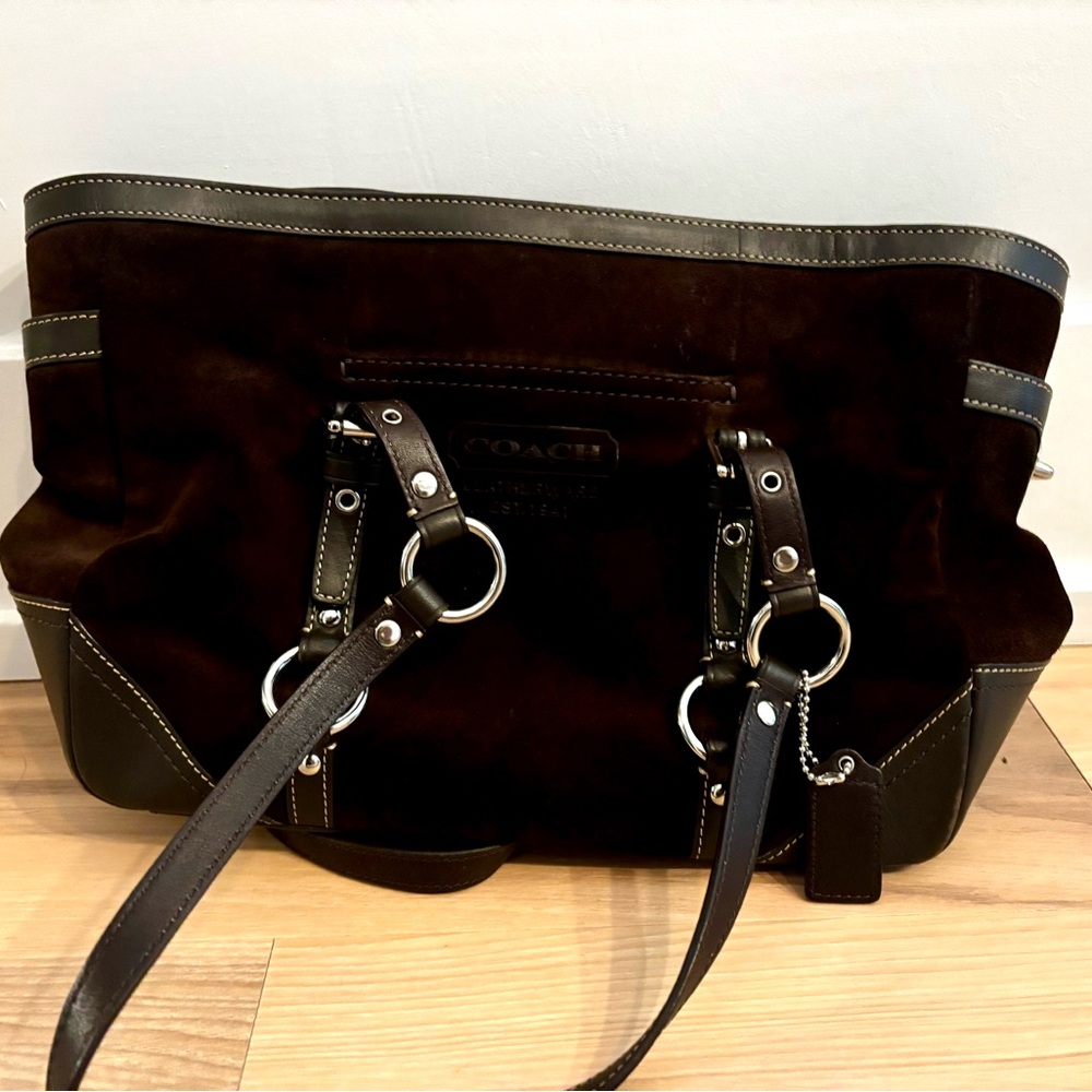 Coach Dark Brown suede shoulder bag. Comes with dust bag!